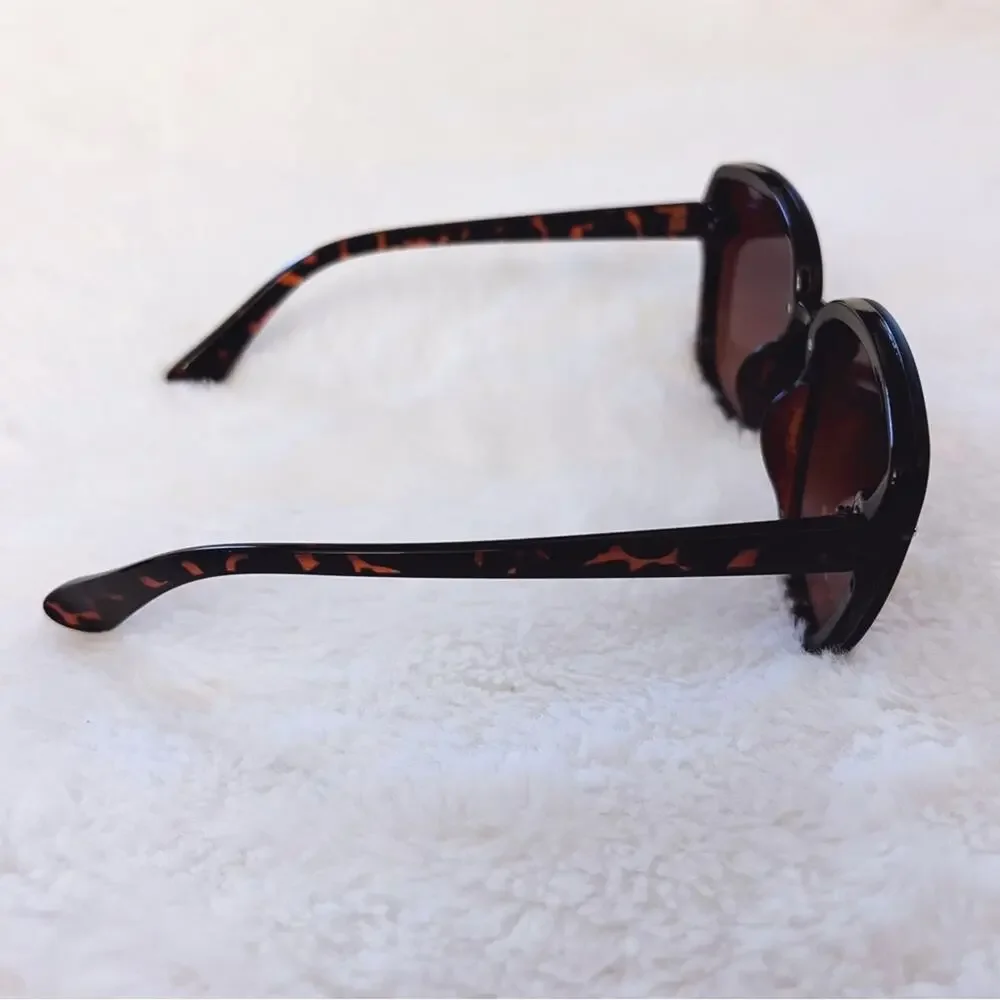 Giselle Black & Brown Oversized Cat Eye Sunglasses